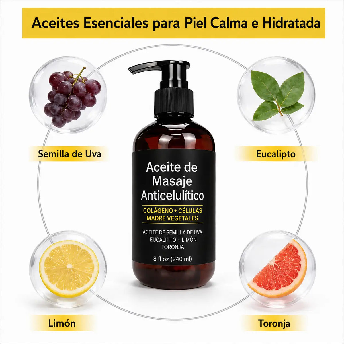 Aceite Corporal Anticelulítico Colágeno - M3 Natural