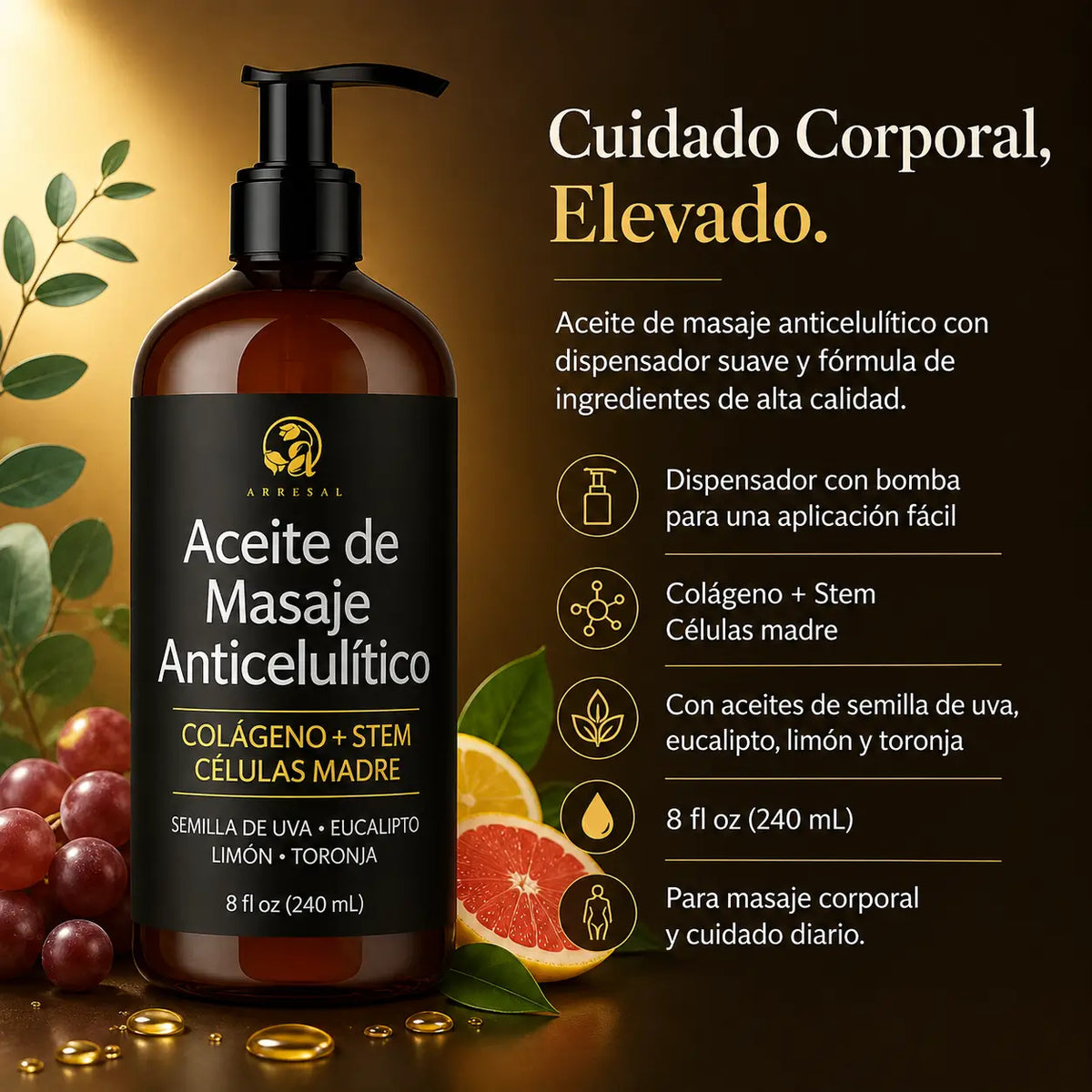 Aceite Corporal Anticelulítico Colágeno - M3 Natural