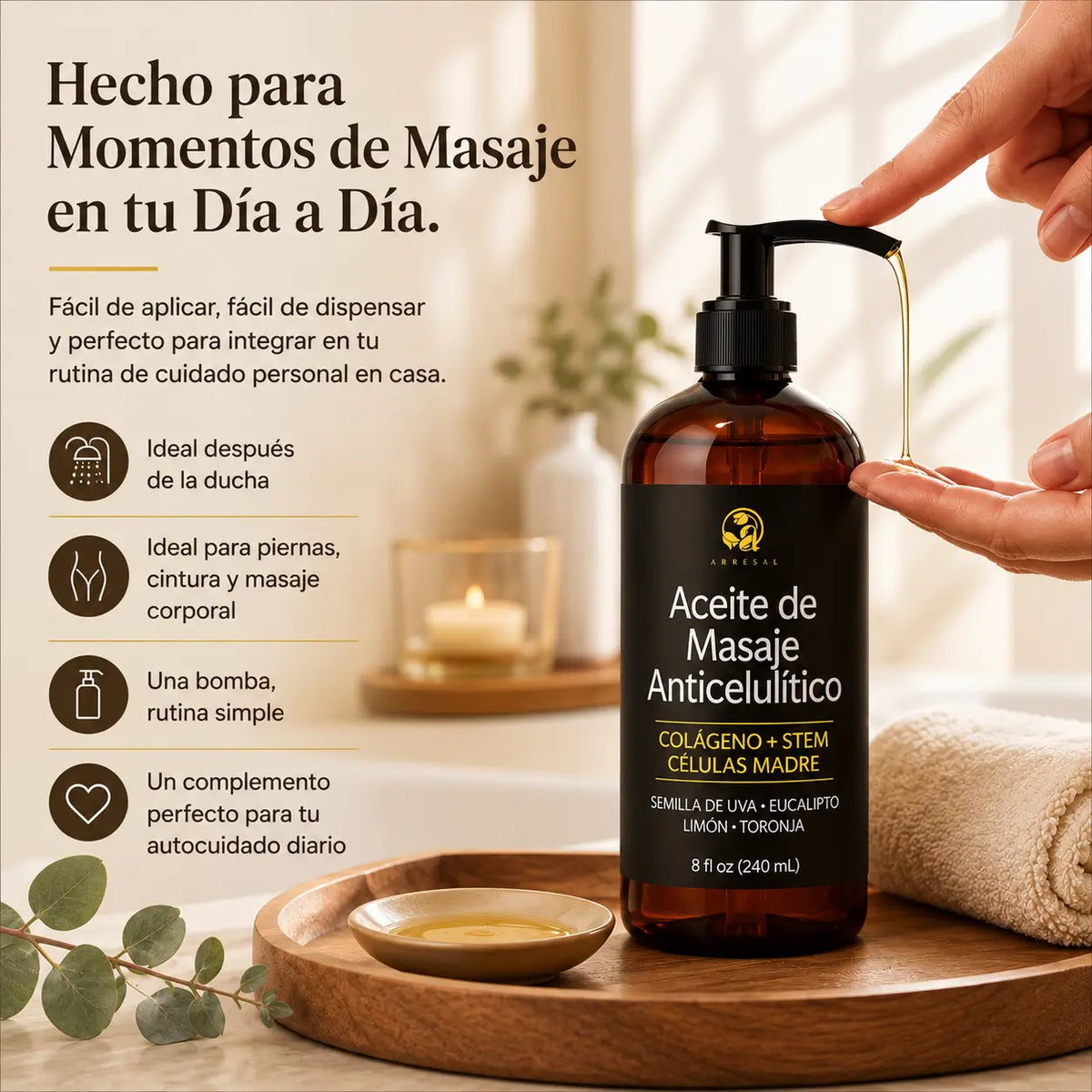 Aceite Corporal Anticelulítico Colágeno - M3 Natural