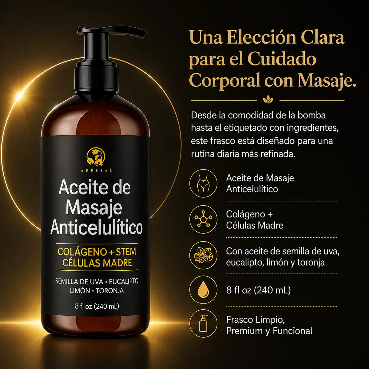 Aceite Corporal Anticelulítico Colágeno - M3 Natural